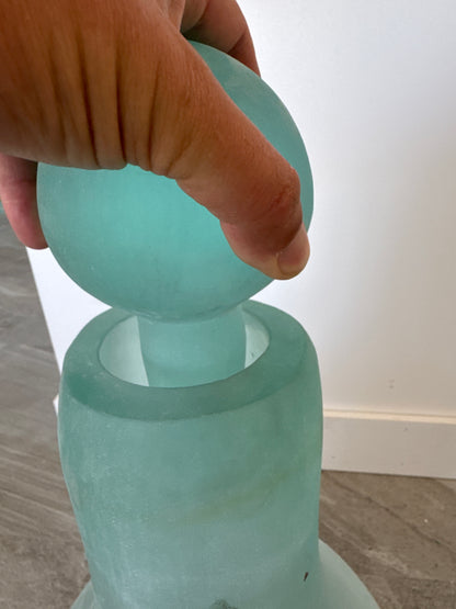 Frosted Glass Bottle & Stopper Vase