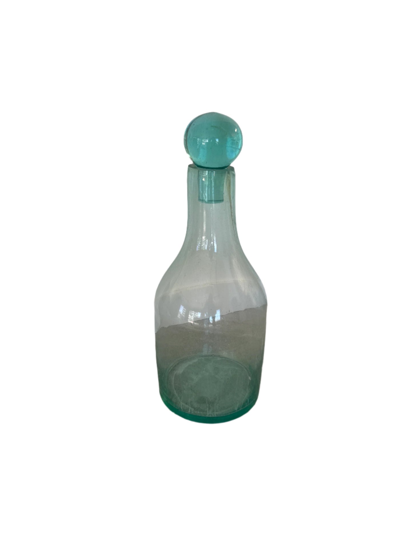 Short Clear Glass Bottle & Stopper Vase