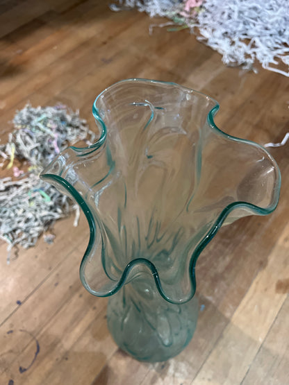 Clear folded Glass Vase