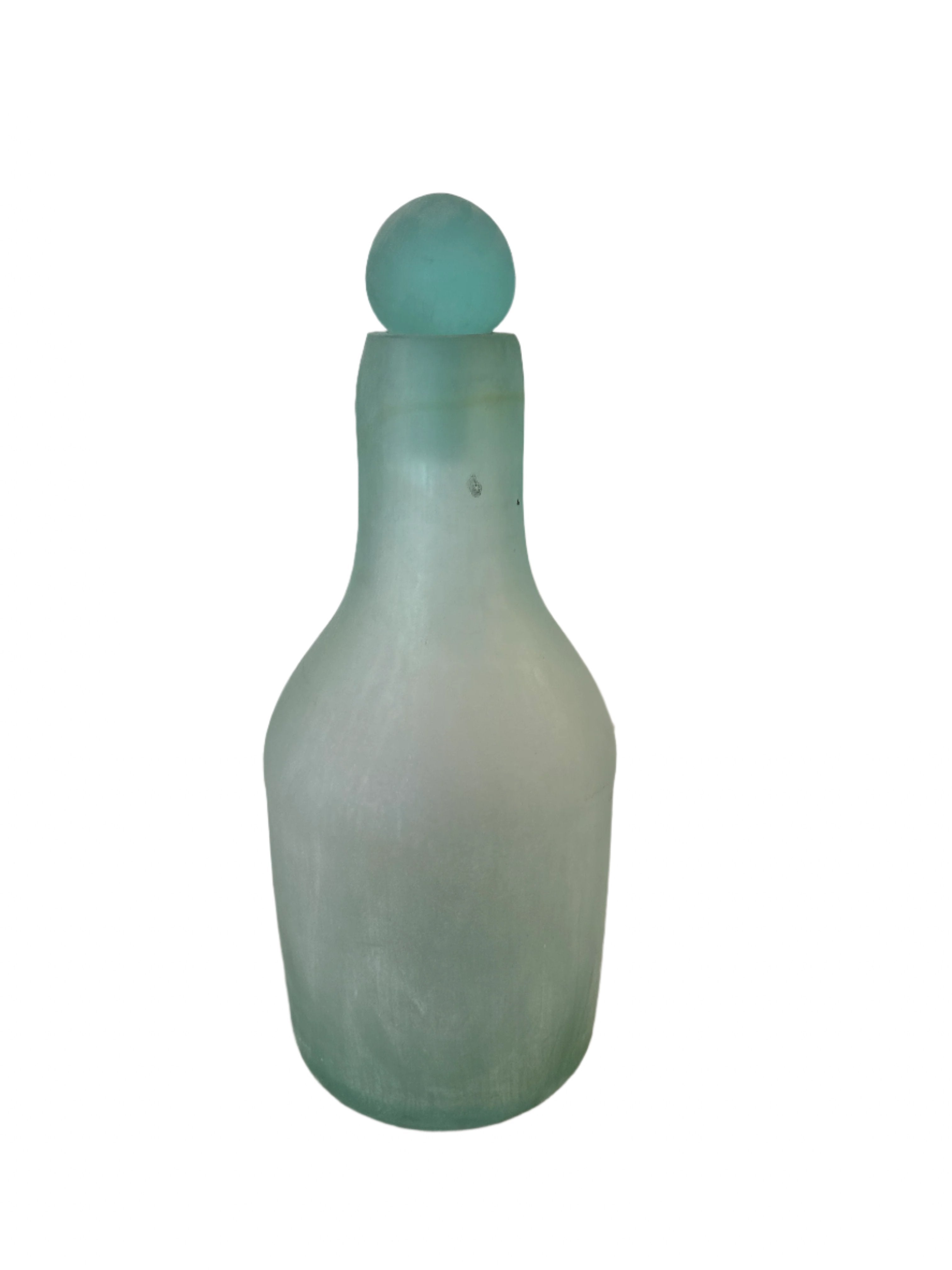 Glass Bottle Vase & Stopper Frosted