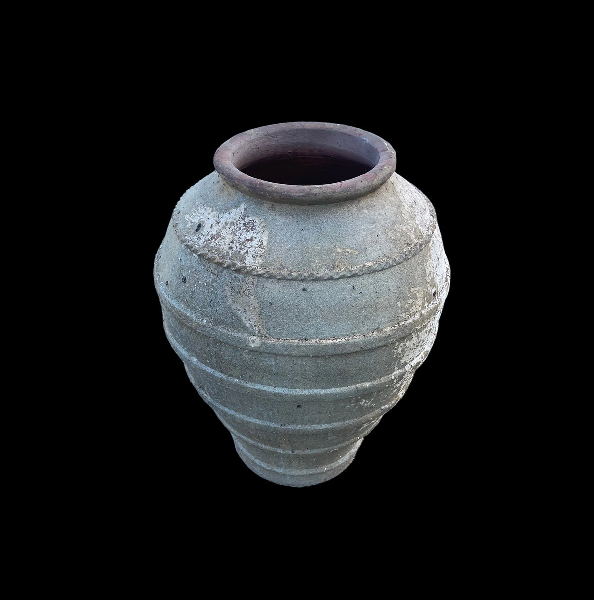 Large ancient 4 band belly urn