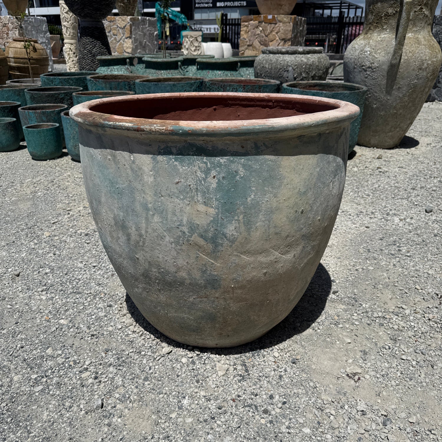 XL Ancient Blue Round Tree Planters S2