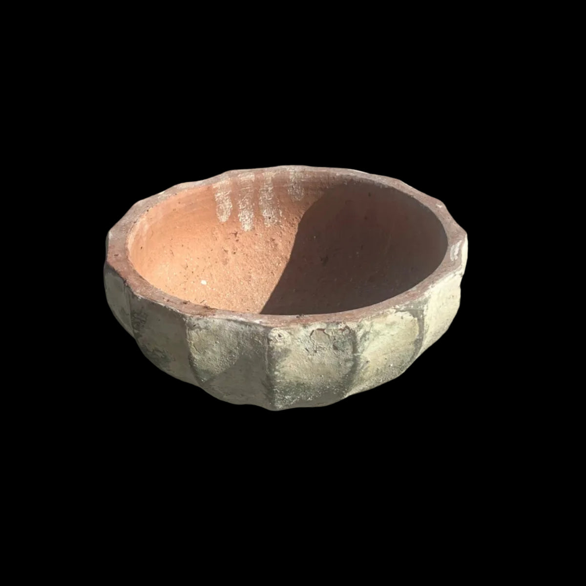 Ancient Vietnamese Green clay succulent Mellon Bowl