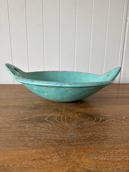 Turquoise Fibre-clay Bowl w Handles