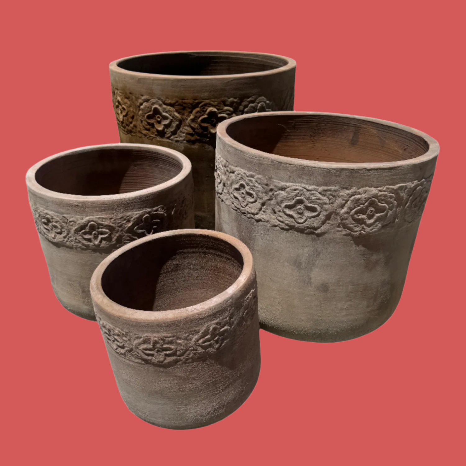 Antique Terracotta Low U Pots S4