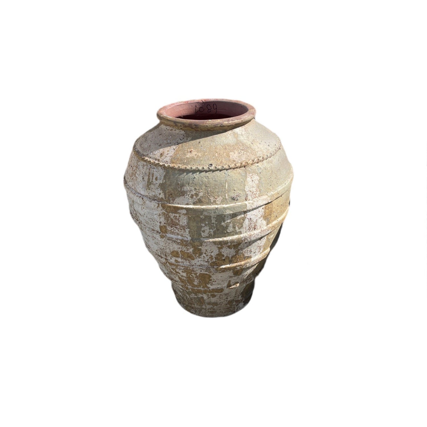 Premium high quality large ancient vietnamese 4 band garden pot urn