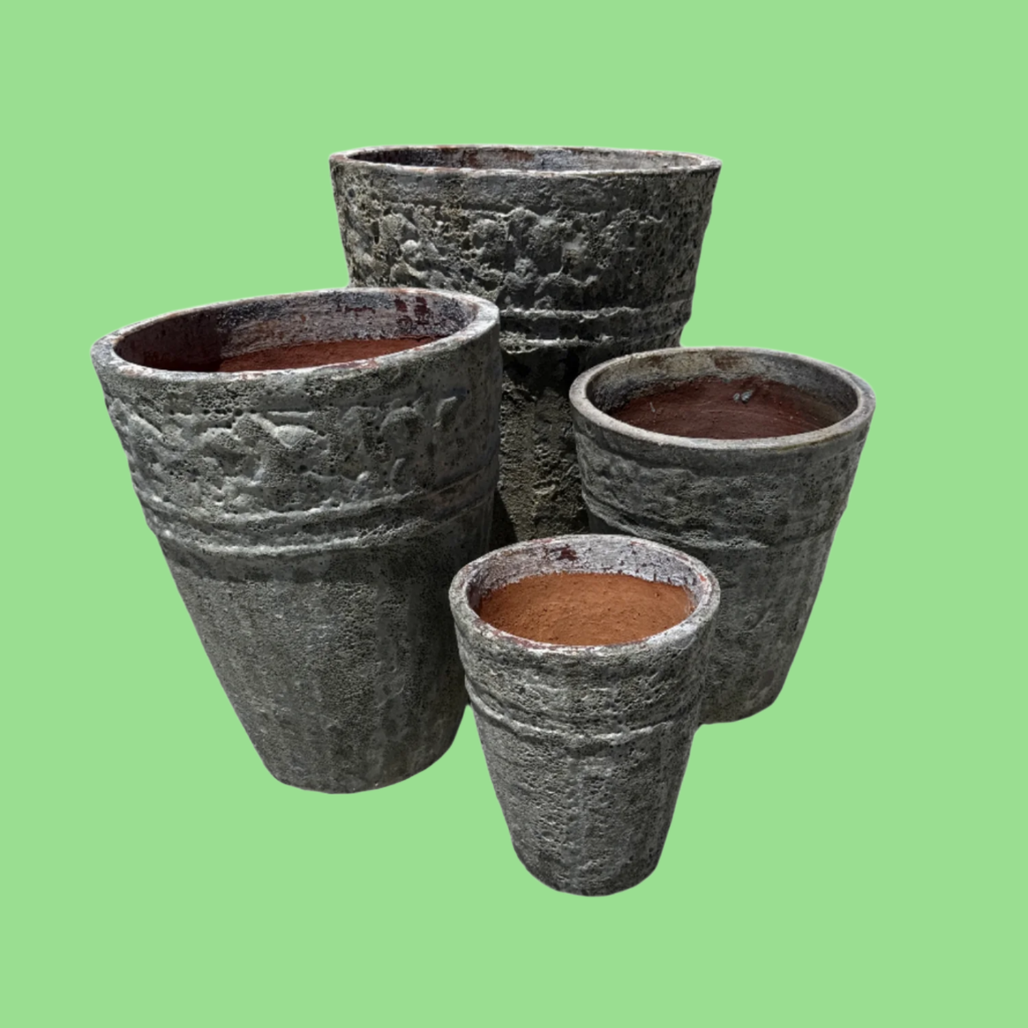 Lava Rock Atlantis Motive Cone Pots S4