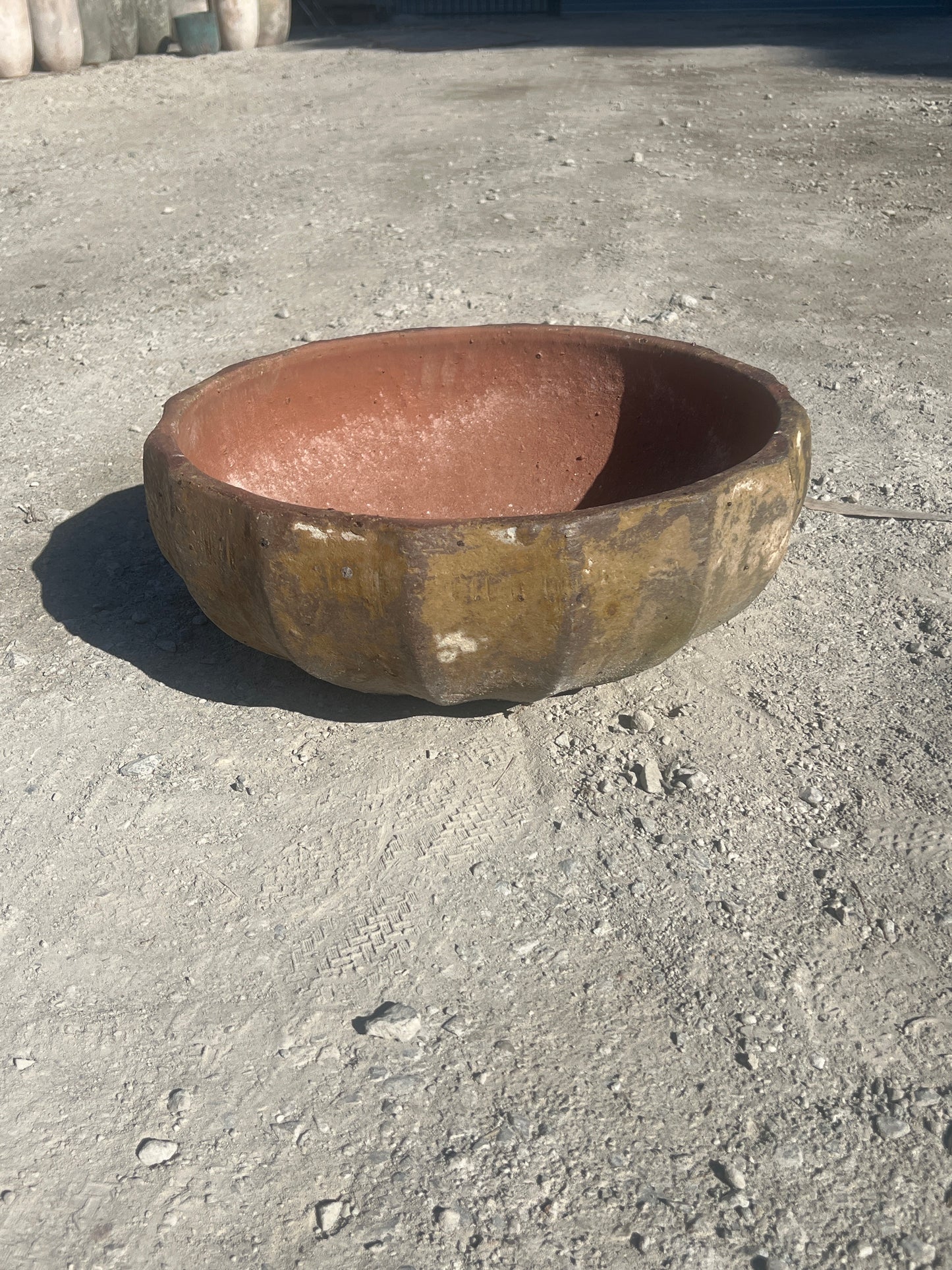 Ancient Vietnamese Yellow clay Mellon Bowl