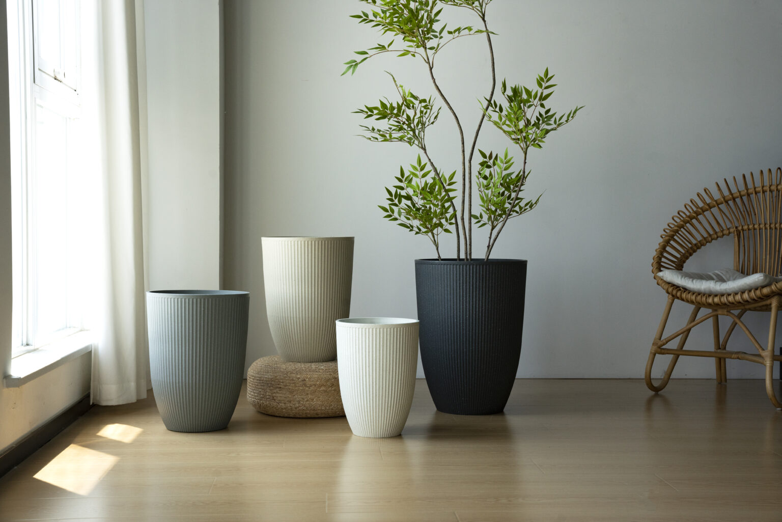 Venice Elements LX003 Series Fluted Tall Round Garden Planters