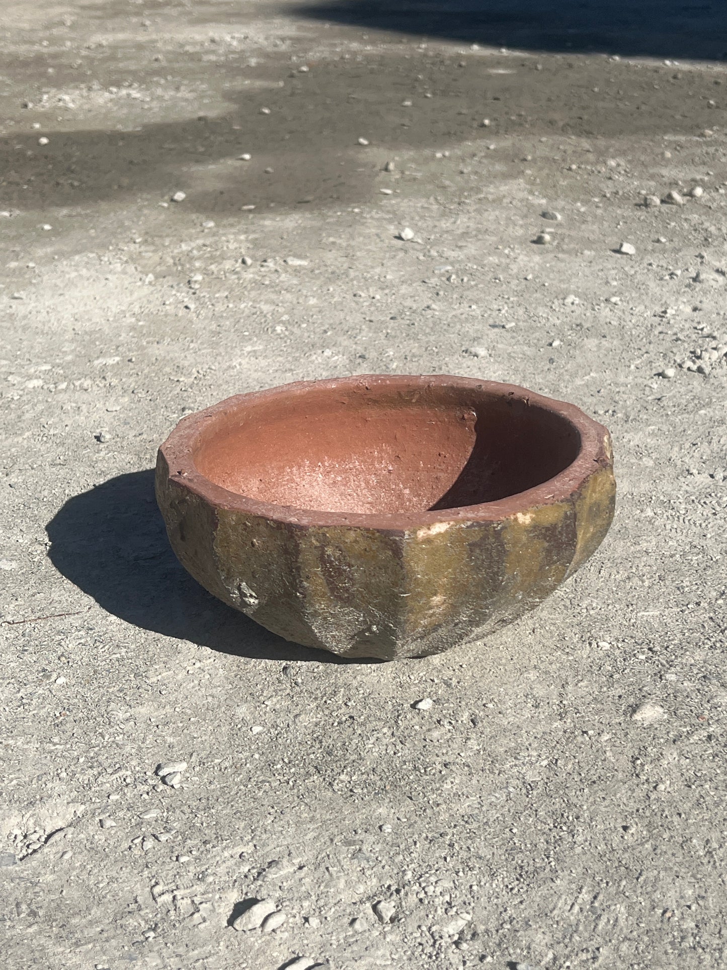 Ancient Vietnamese Yellow clay Mellon Bowl