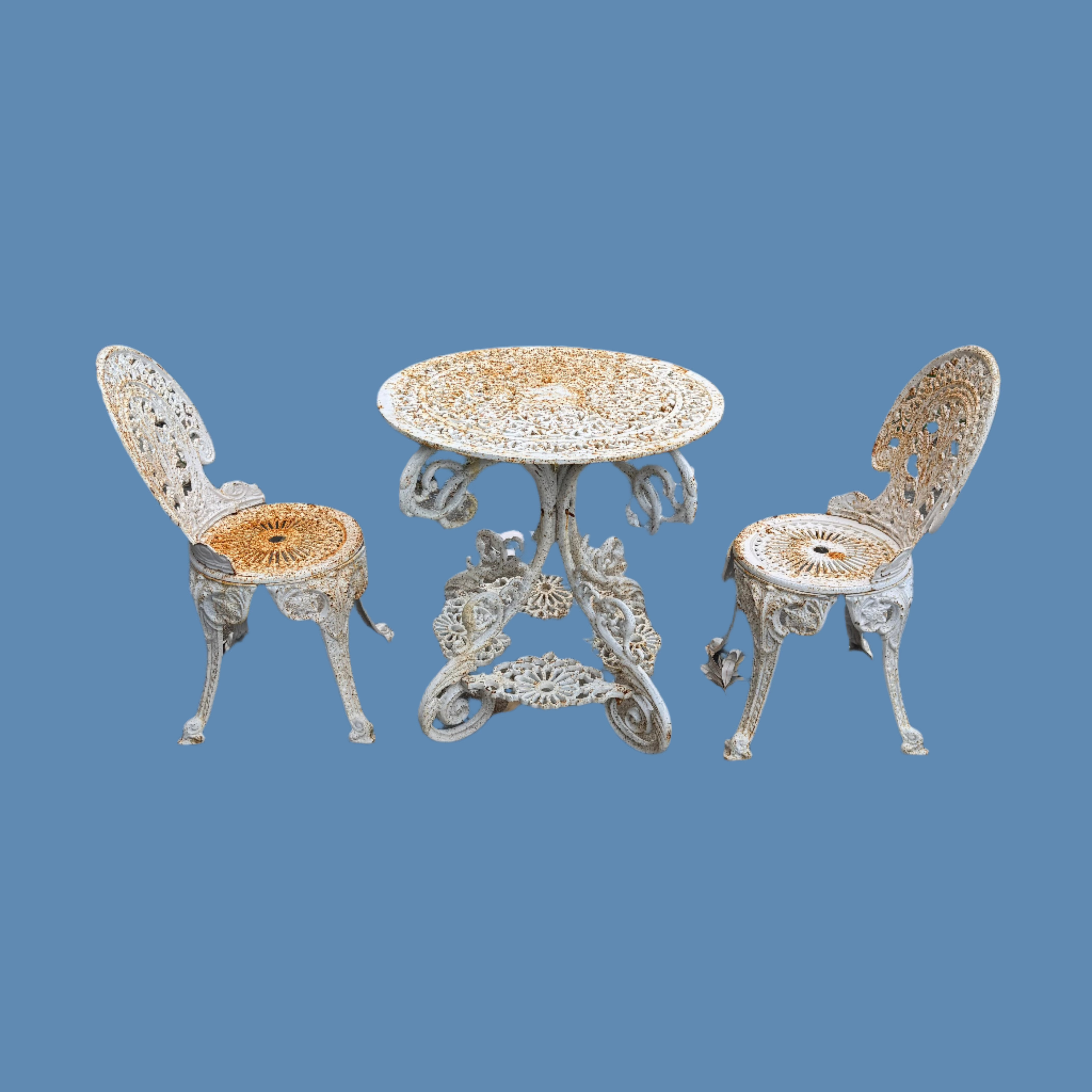 premium high-quality weatherproof Cast Iron 2-Seater white Table great for outdoor areas around the garden