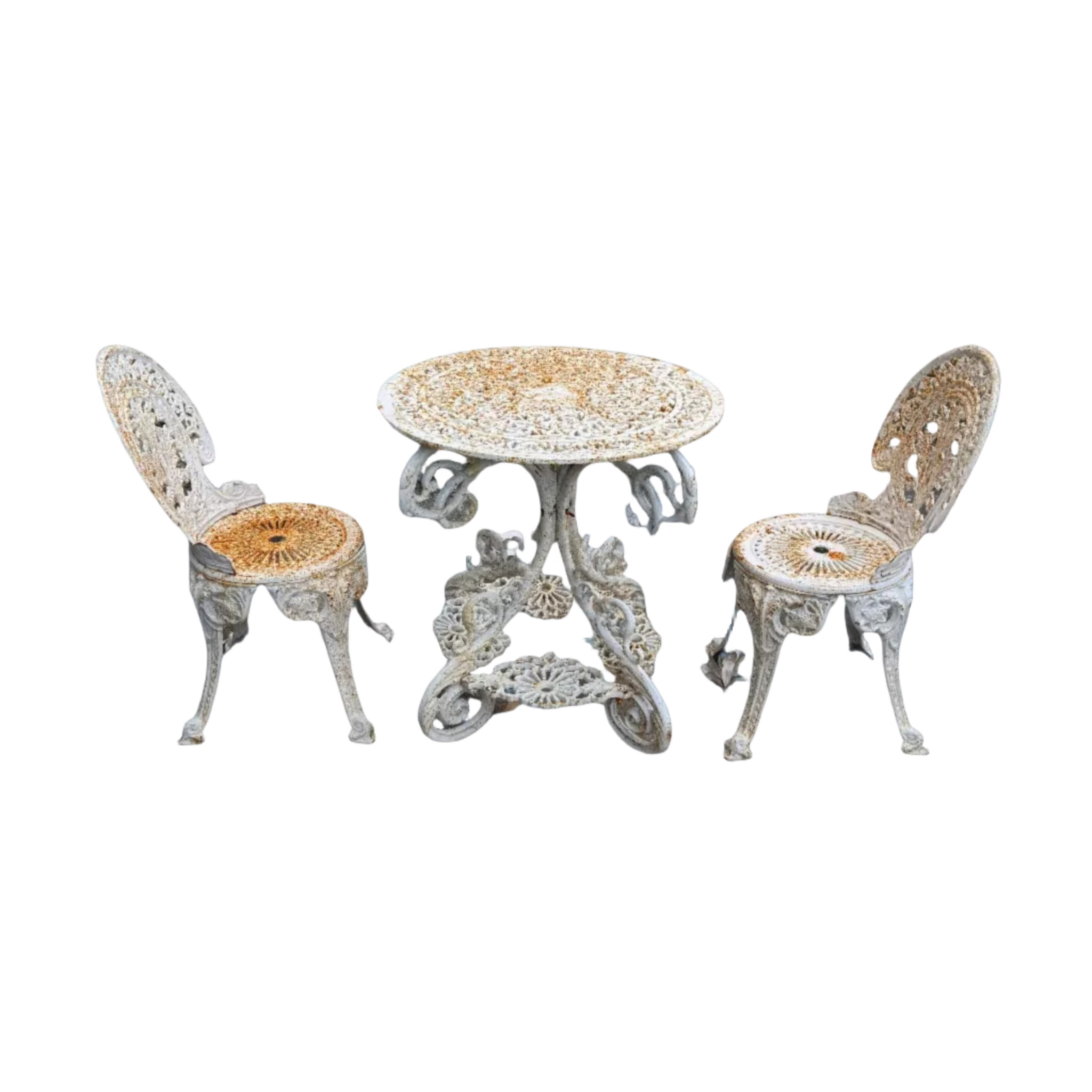 premium high-quality weatherproof Cast Iron 2-Seater white Table great for outdoor areas around the garden