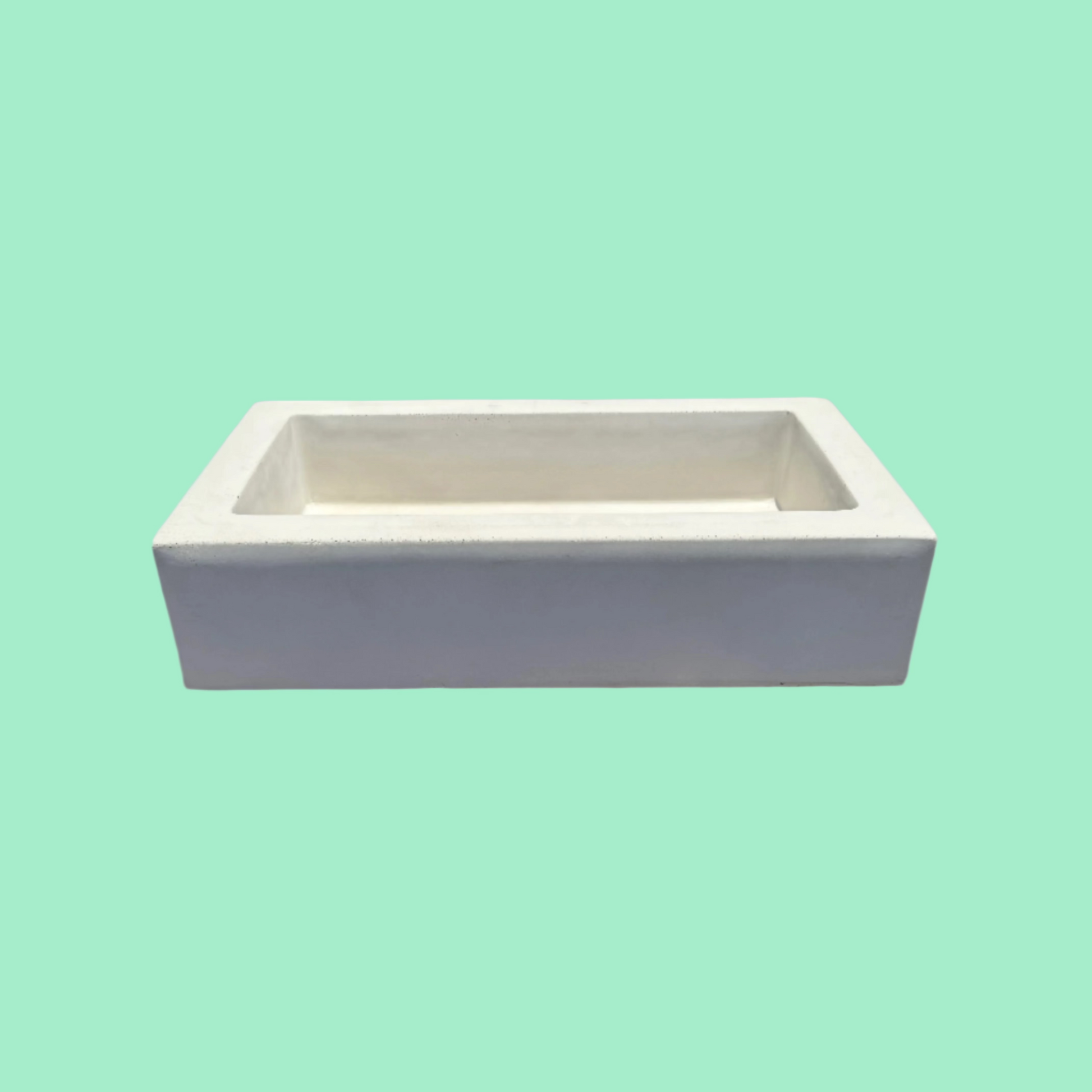 Rectangle Concrete White bathroom basin sink front view