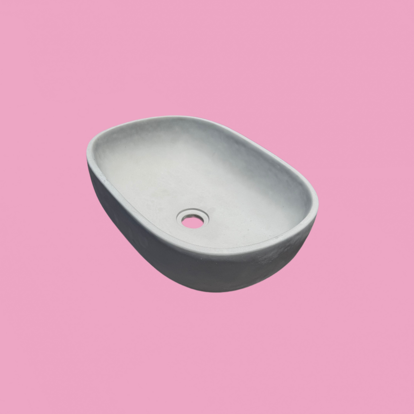 Concrete oval bathroom Basin sink side view