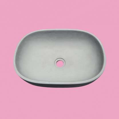 Concrete oval bathroom Basin sink top view