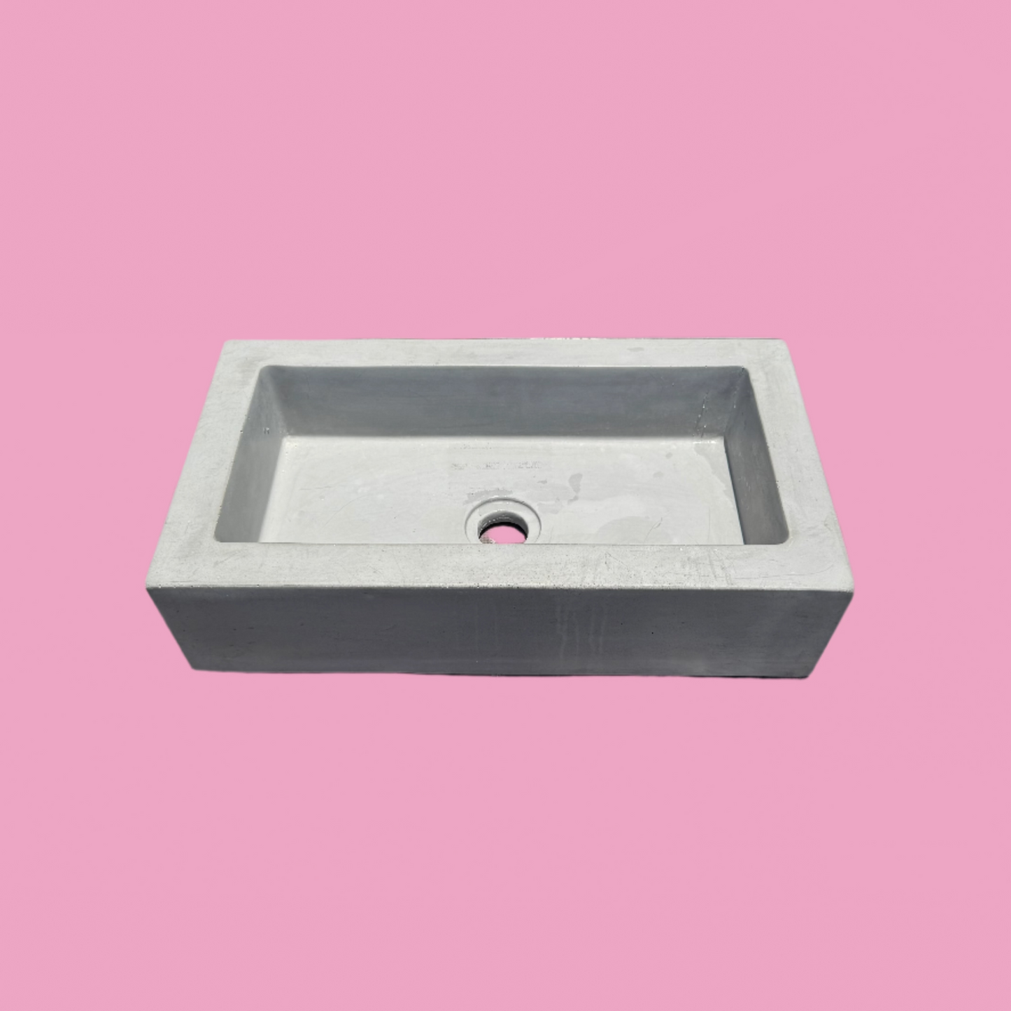 Rectangular concrete bathroom sink basin