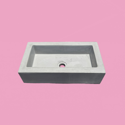 Rectangular concrete bathroom sink basin