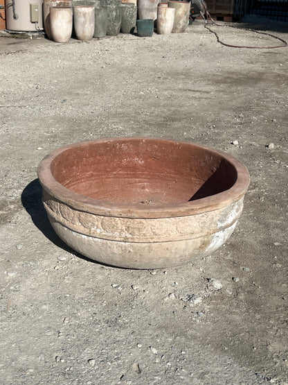 ancient Vietnamese clay floral succulent bowls in three sizes great for indoor and outdoor garden features