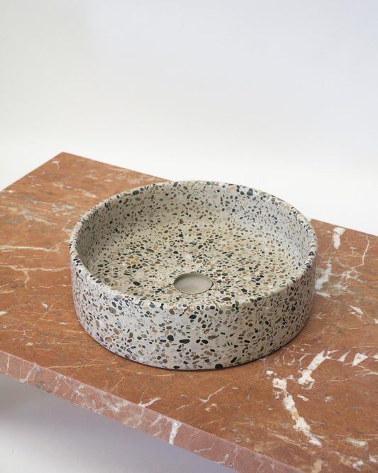 Fleur Studios round Terrazzo bathroom Basin sink Ruse Nougat