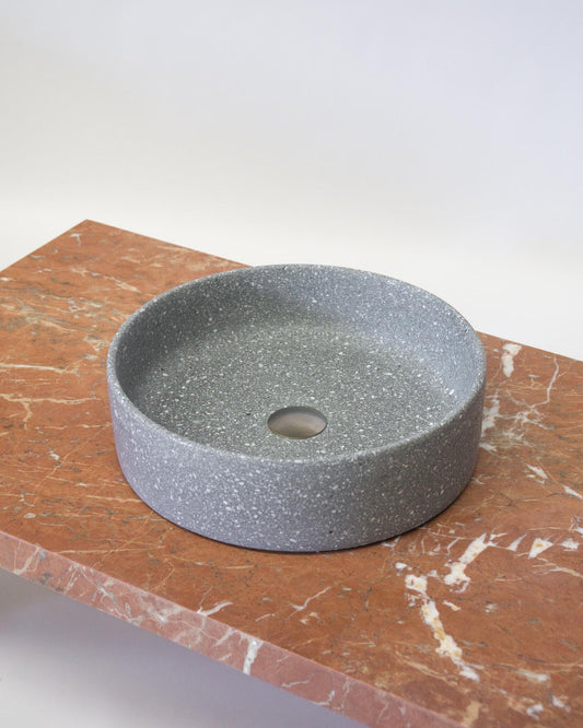 Fleur Studios round Terrazzo bathroom Basin sink Oyster Grey