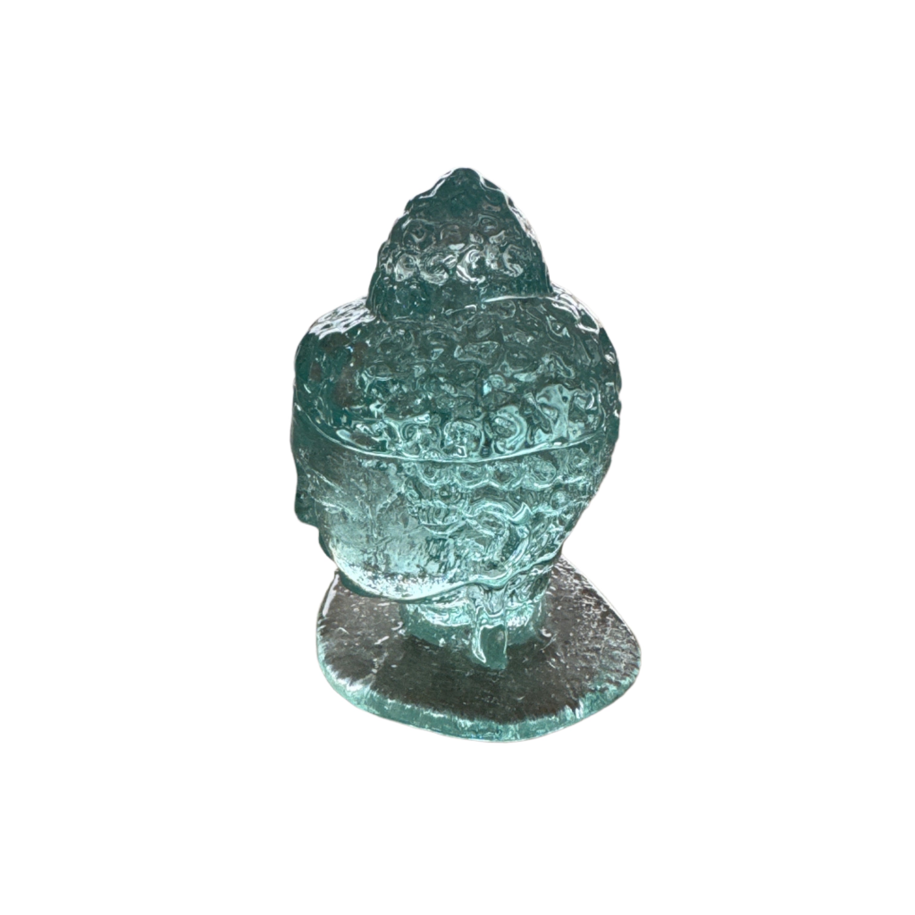 Glass buddha head decor left side