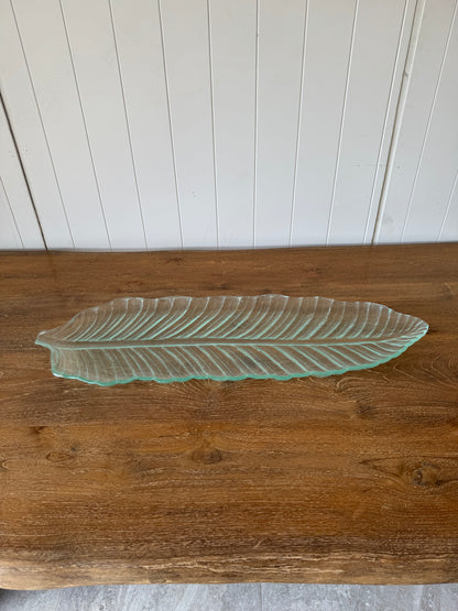 Glass leaf bowl suitable for serving salads, fruits, or as a decorative piece