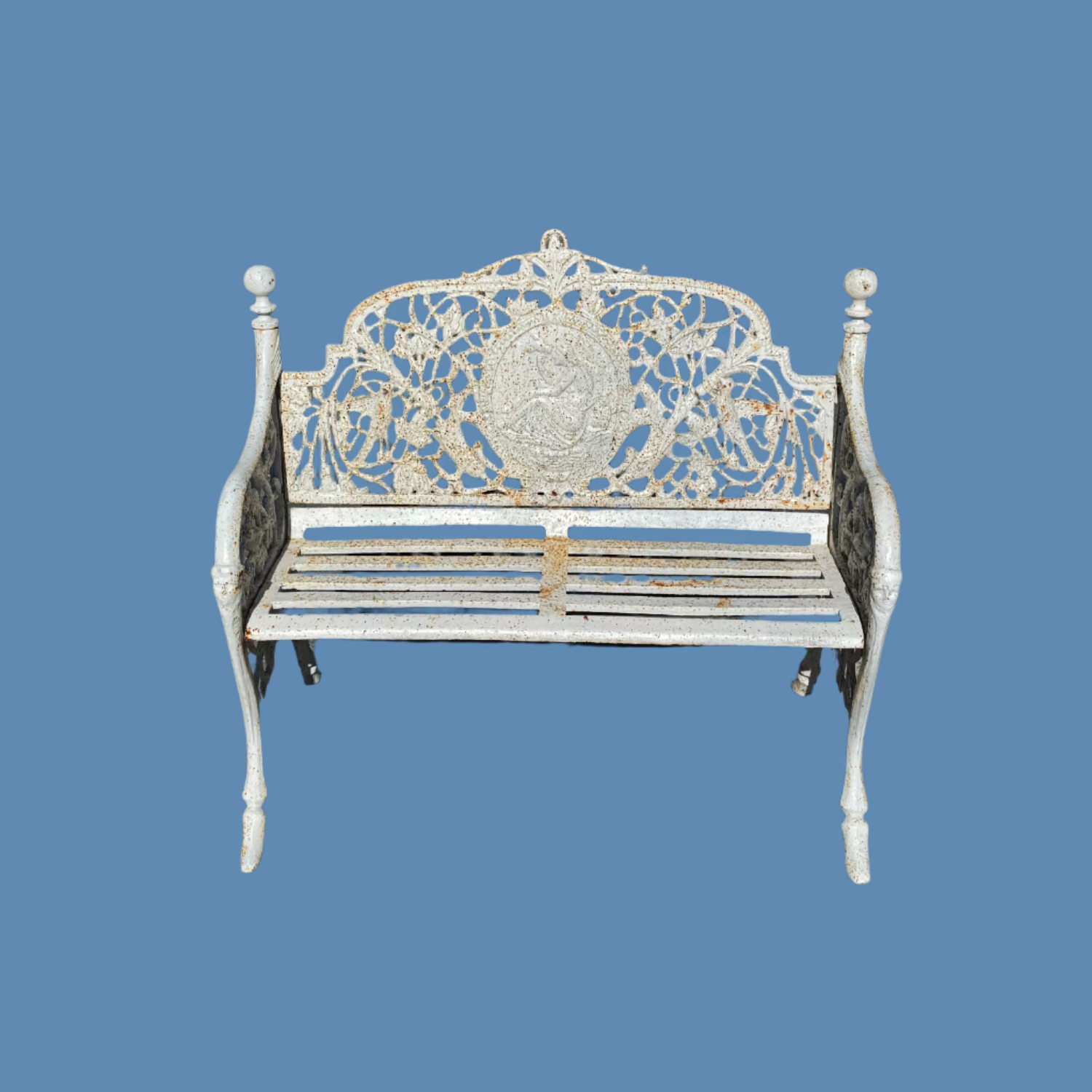 Cast Iron 2-Seater Bench Seat White S14AW