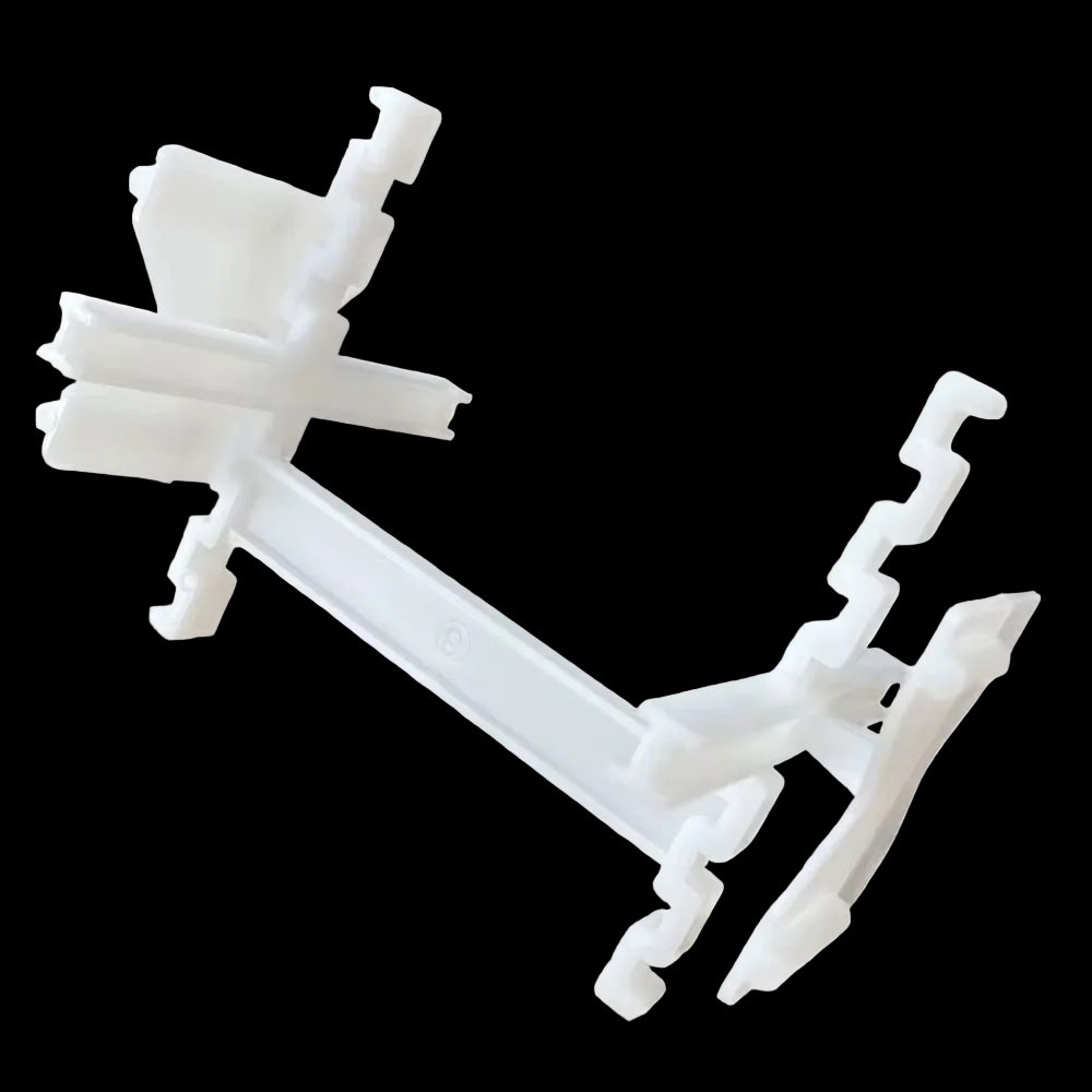 White plastic 10mm Glass Block Spacer component used to brace a glass block wall