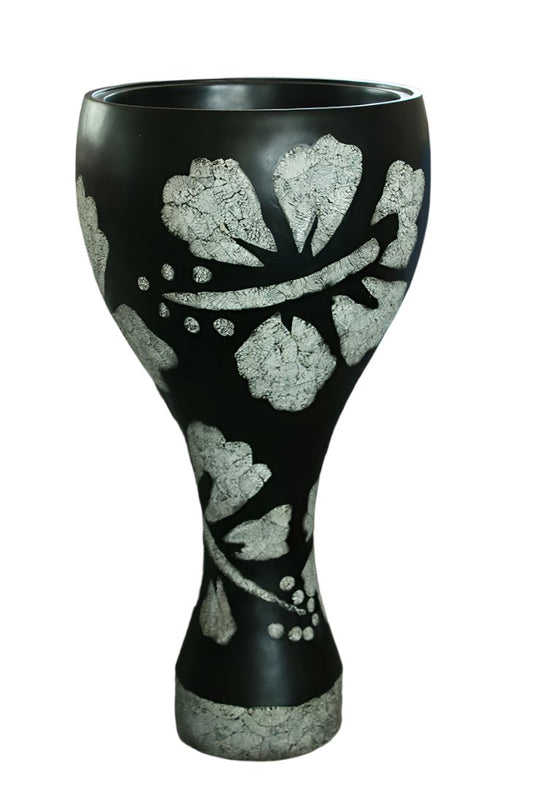 Large Ostrich Egg Shell Black Vase