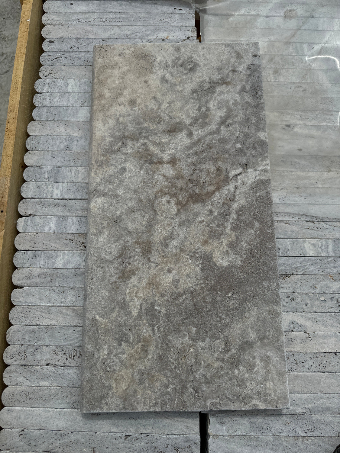 premium high quality Silver Travertine Coping full view