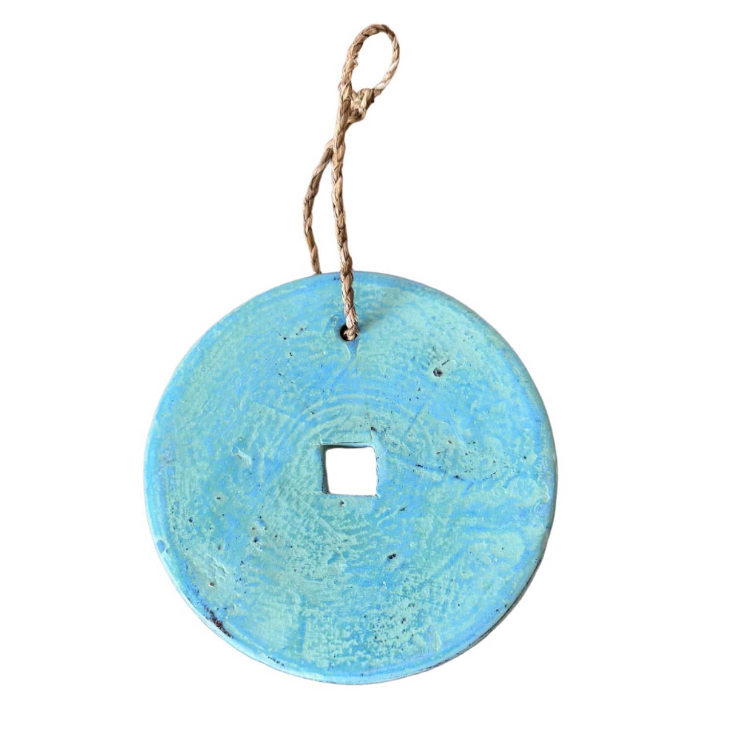 Turquoise Fibre-clay Hanging Coin Rear