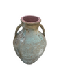 Two handle ribbed urn with warn patina