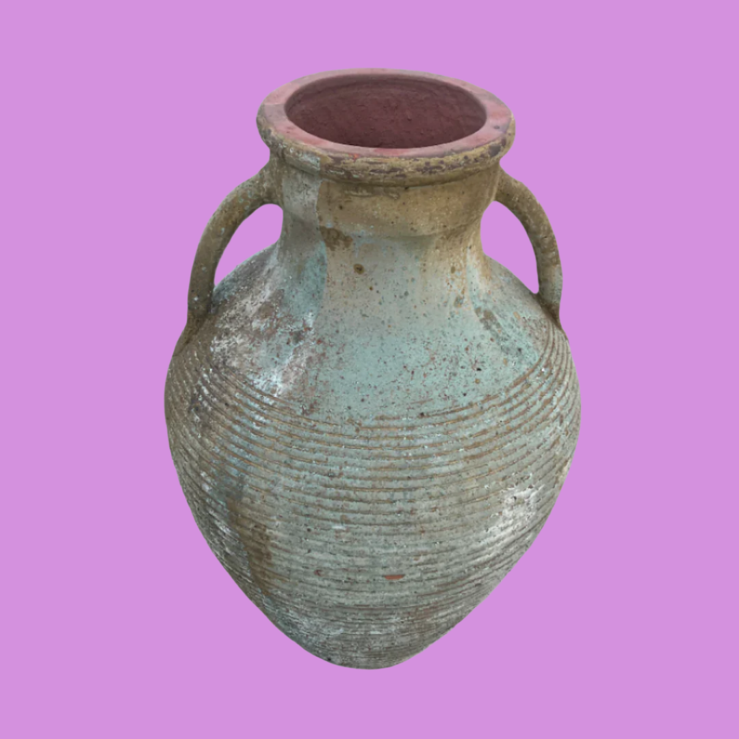 Tall Two Handle Fine Ribbed Urn