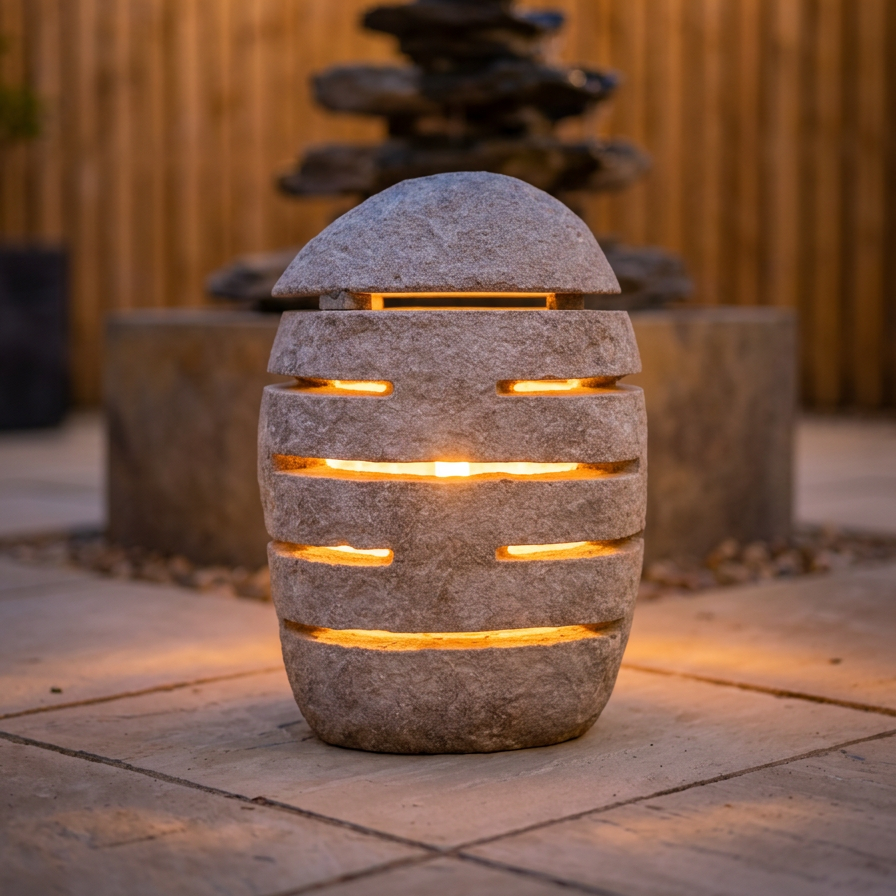 Medium Slotted Stone Lamp