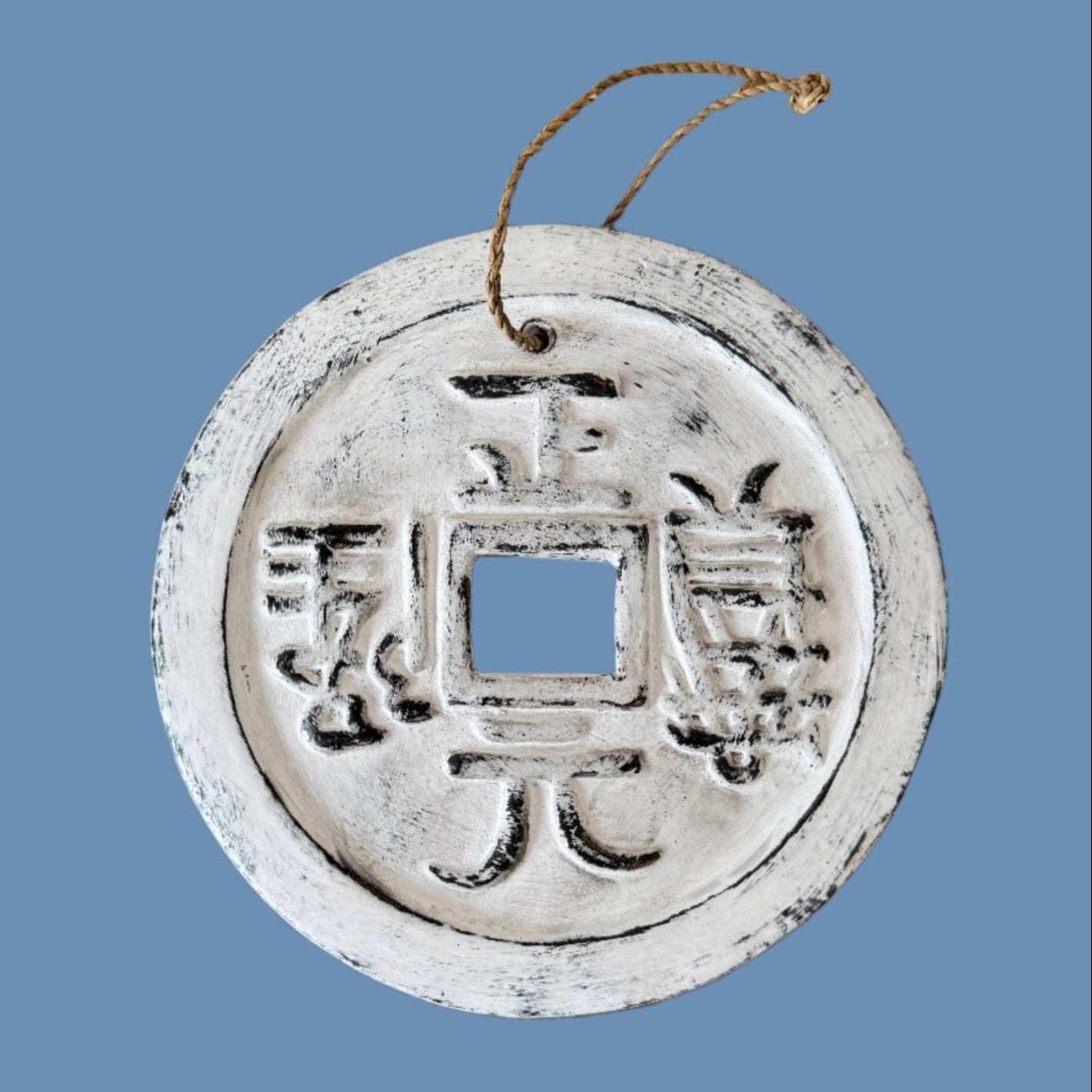 White Large Fiber Clay Chinese Coin