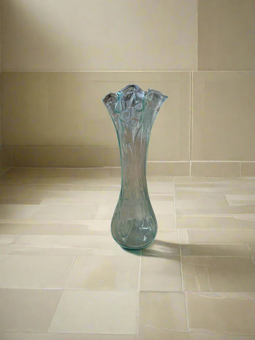 Clear folded Glass Vase