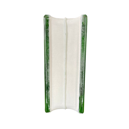 cloudy green glass block side profile