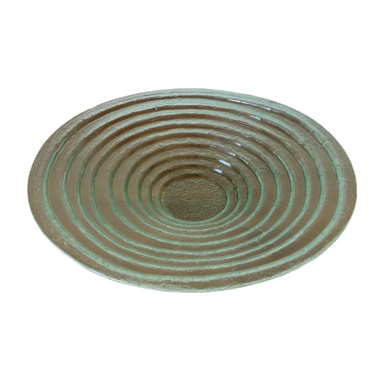 elegant round stepped glass platter bowl