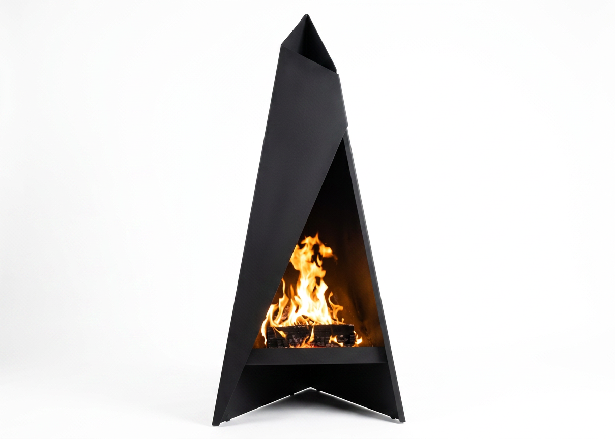 The Abraxas 150cm Architectural Fireplace - Matte Black High-Temp Finish