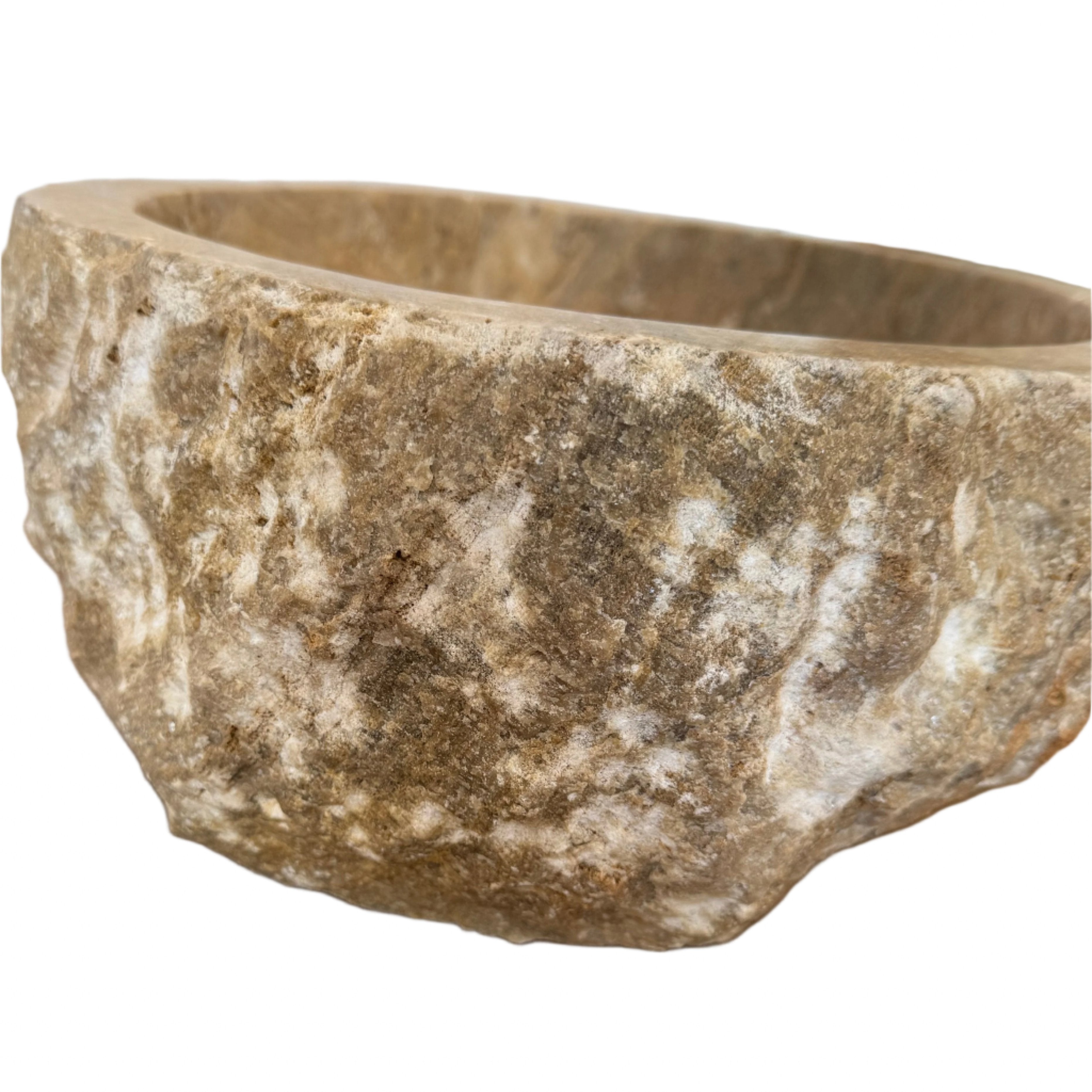 natural organic Travertine stone basin close up of the travertine