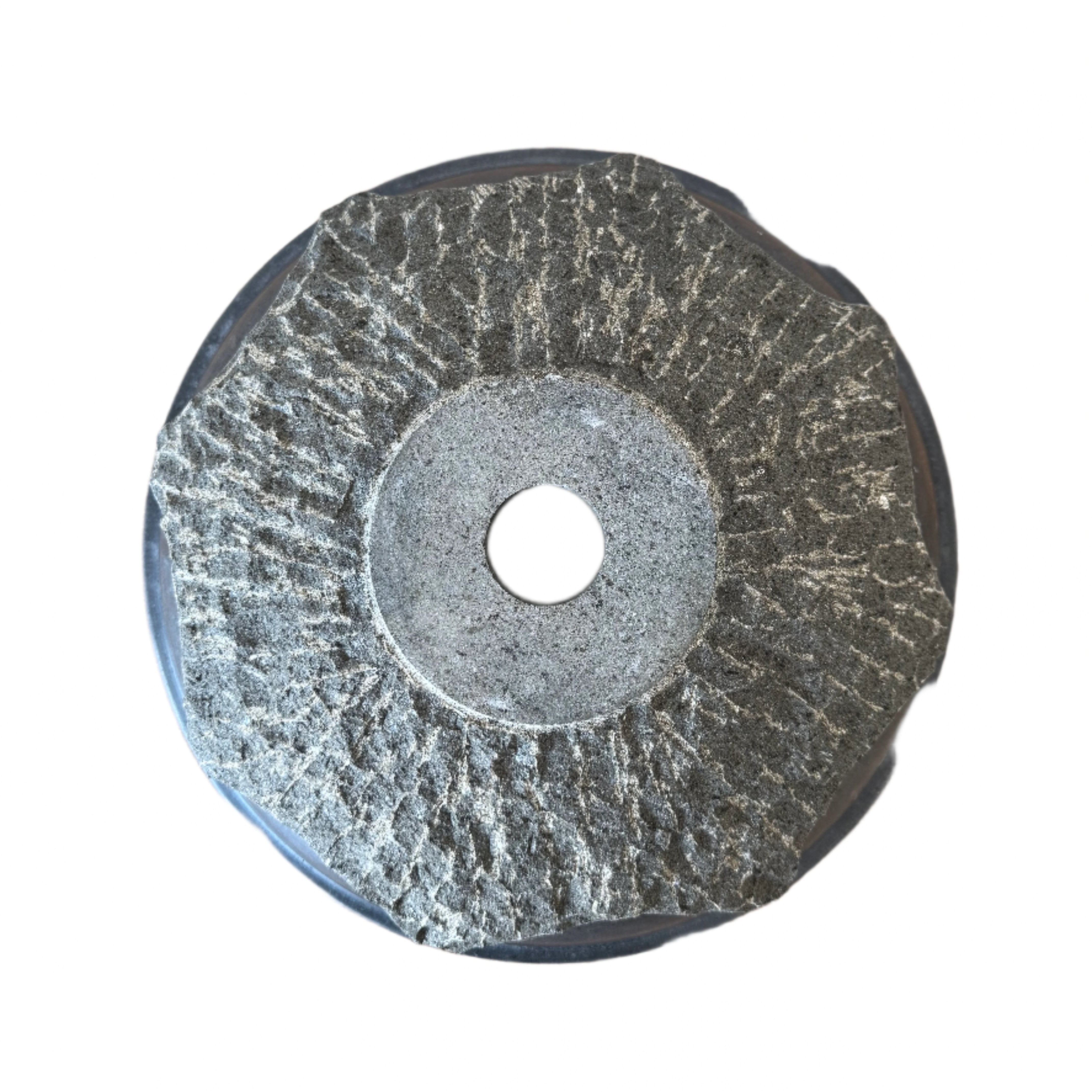 natural organic granite stone basin with star pattern underneath over bottom side