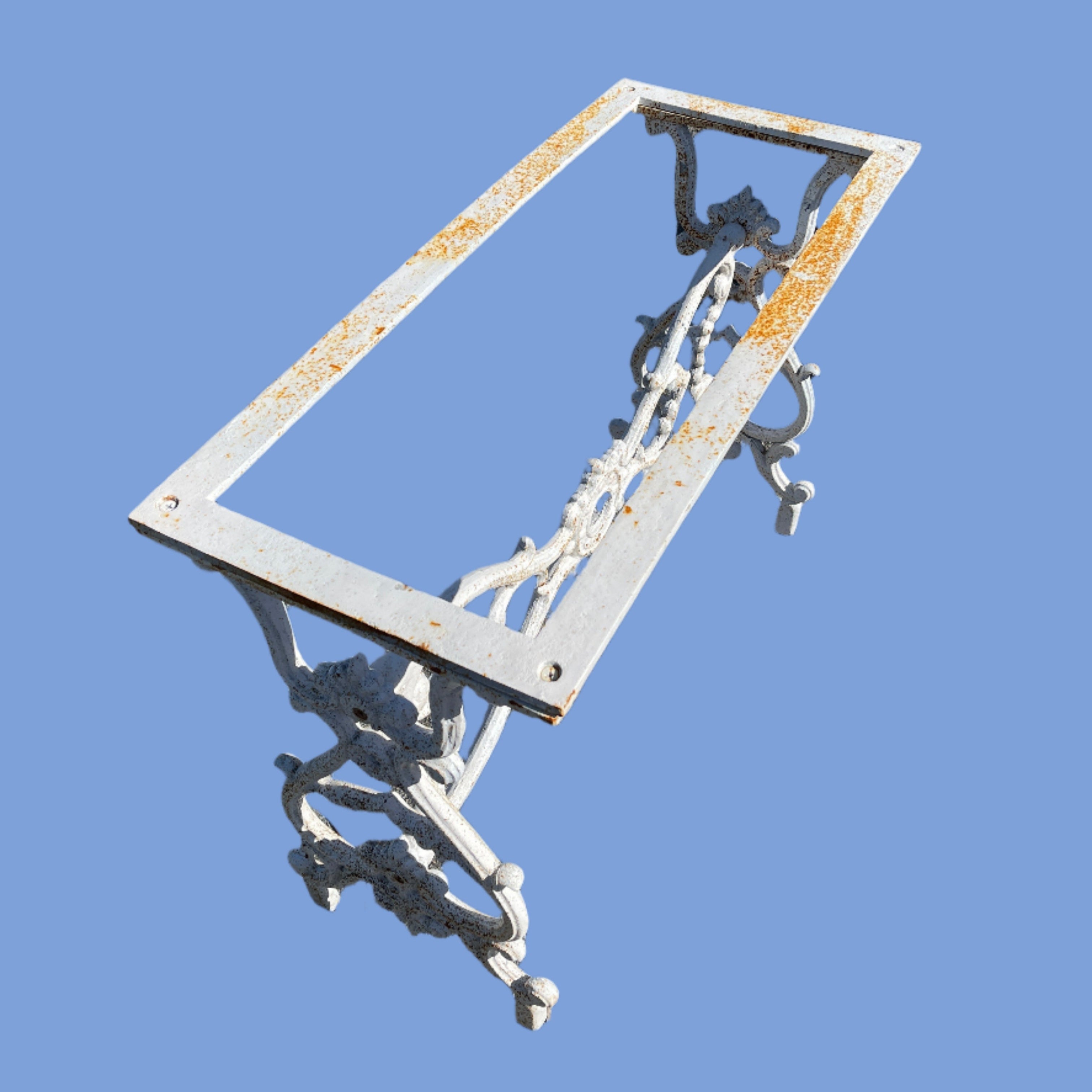 premium high-quality Cast-Iron garden table Short White top view