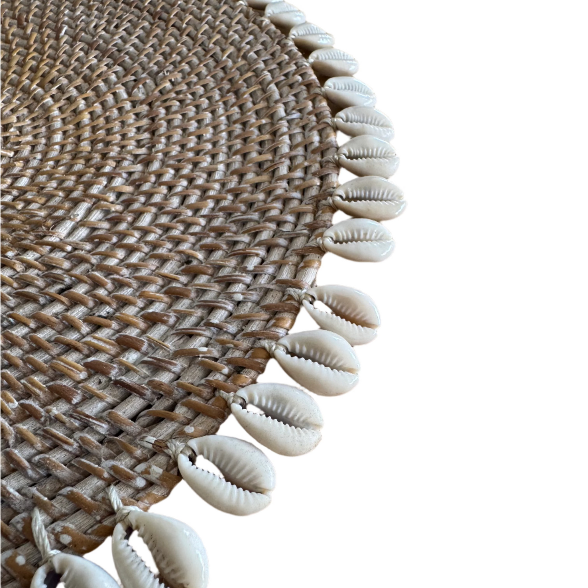 side of oval rattan dining table placemat