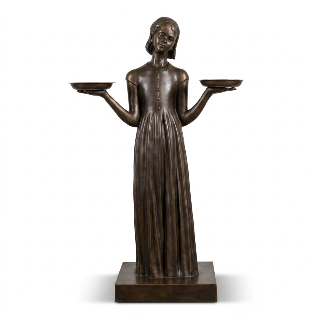 Bird Girl bronze garden statue, 127cm, cast bronze with bolt-down base