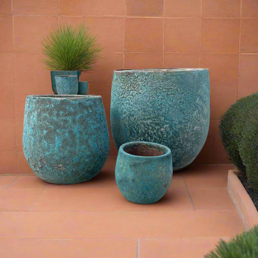 Green Atlantis Lava Rock Low Jam Pots S3