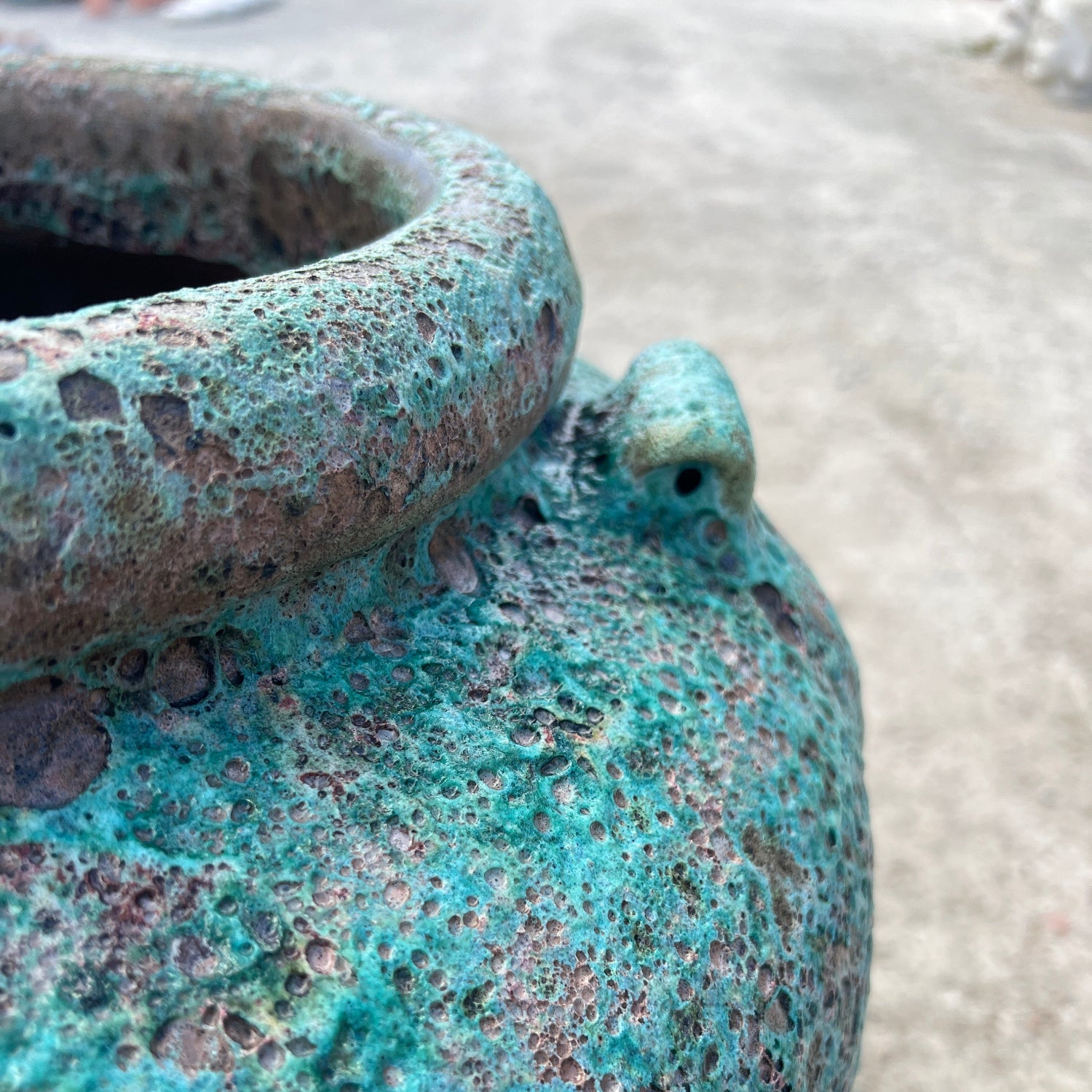 Green Lava Rock Handle Urn