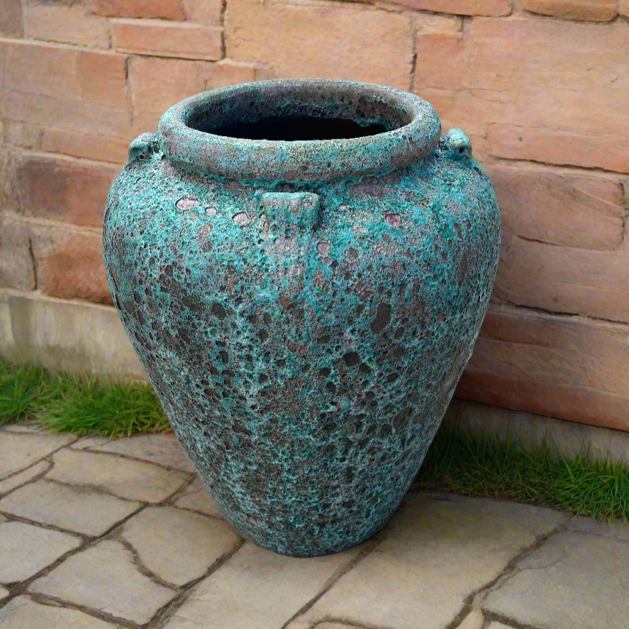 Green Lava Rock Handle Urn