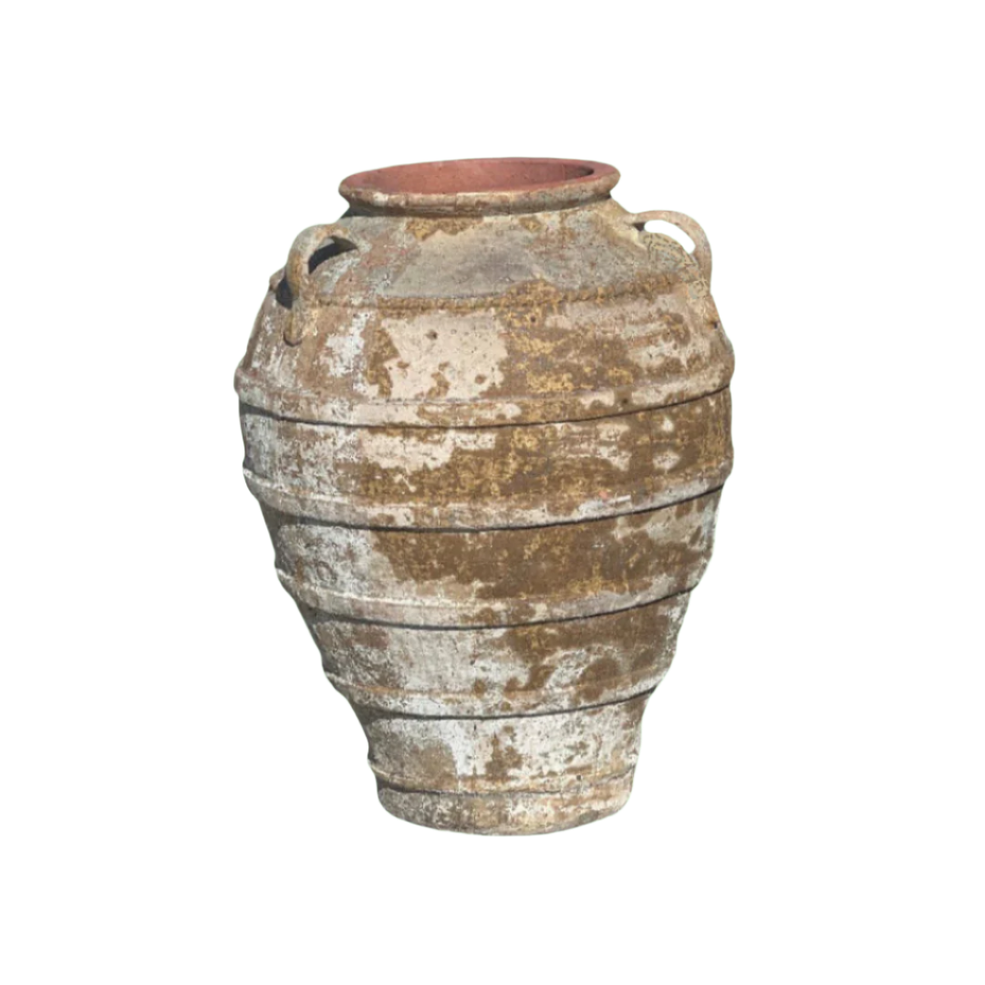 Large ancient 4 band belly handle urn
