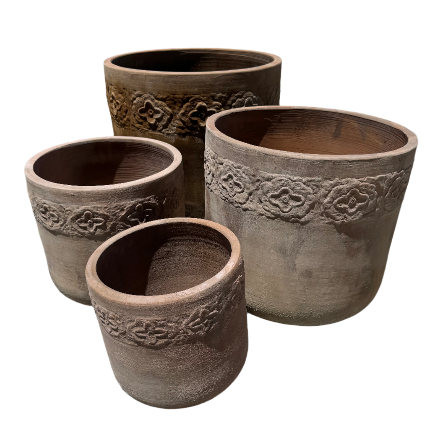 Antique Terracotta Low U Pots S4