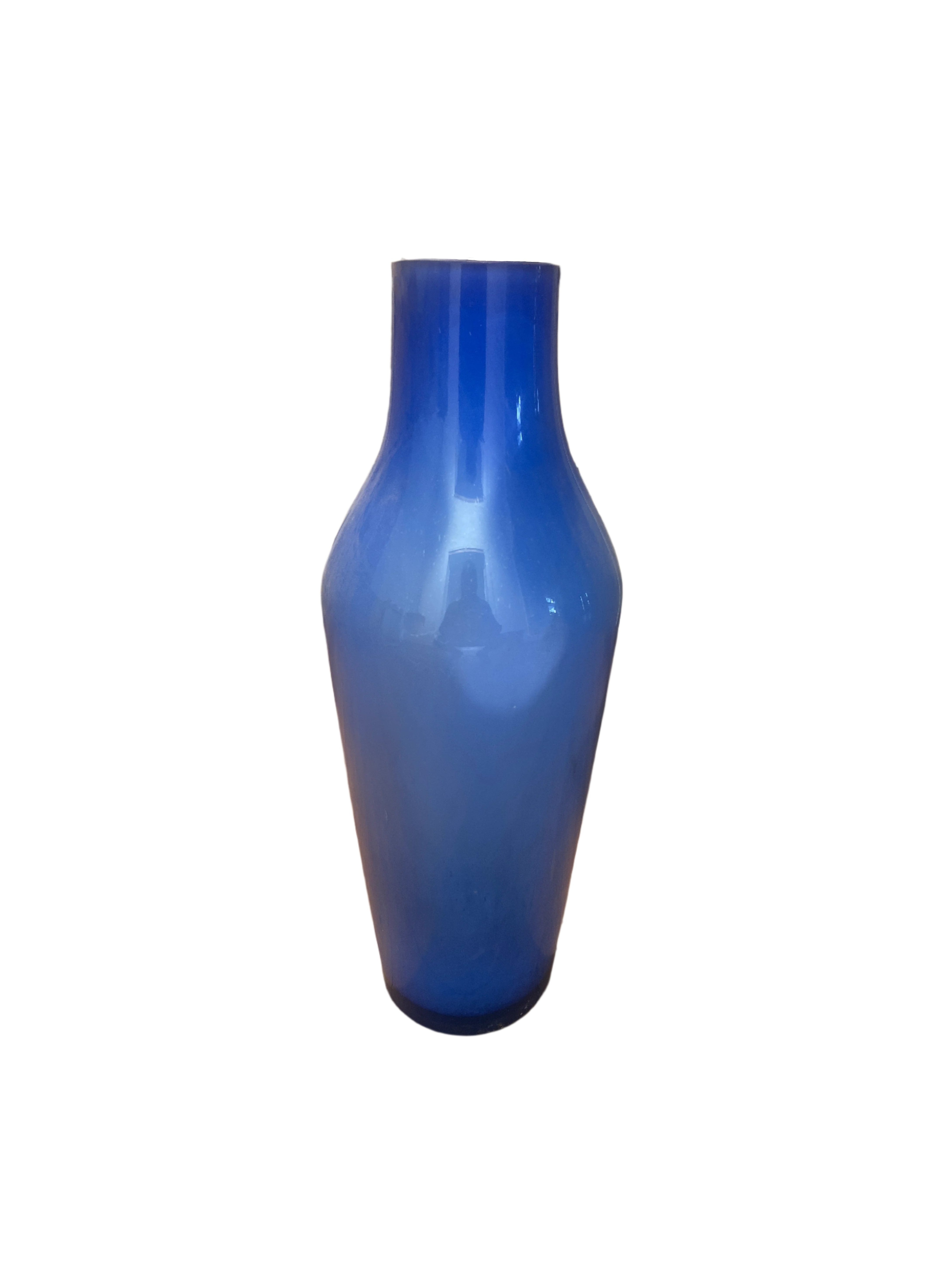 Glass Bottle Vase Blue Smoky